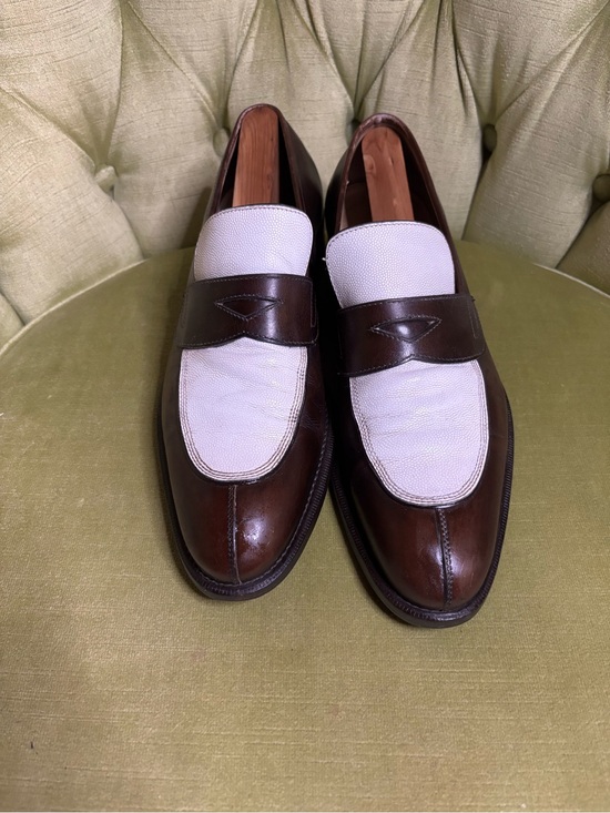 Vintage Salvator Ferragamo Paris Contrast Penny Loafer Men’s 8 D Brown Ivory main image 12
